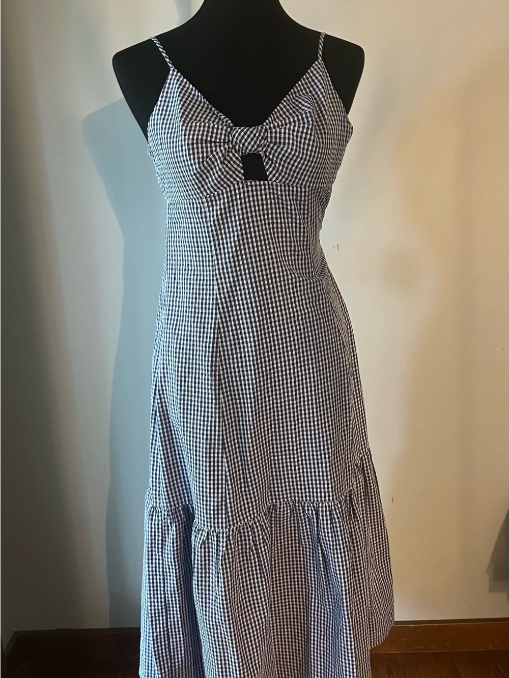 Rails Maeve Gingham Dress Navy Smocked Bow Front XS NWT $228